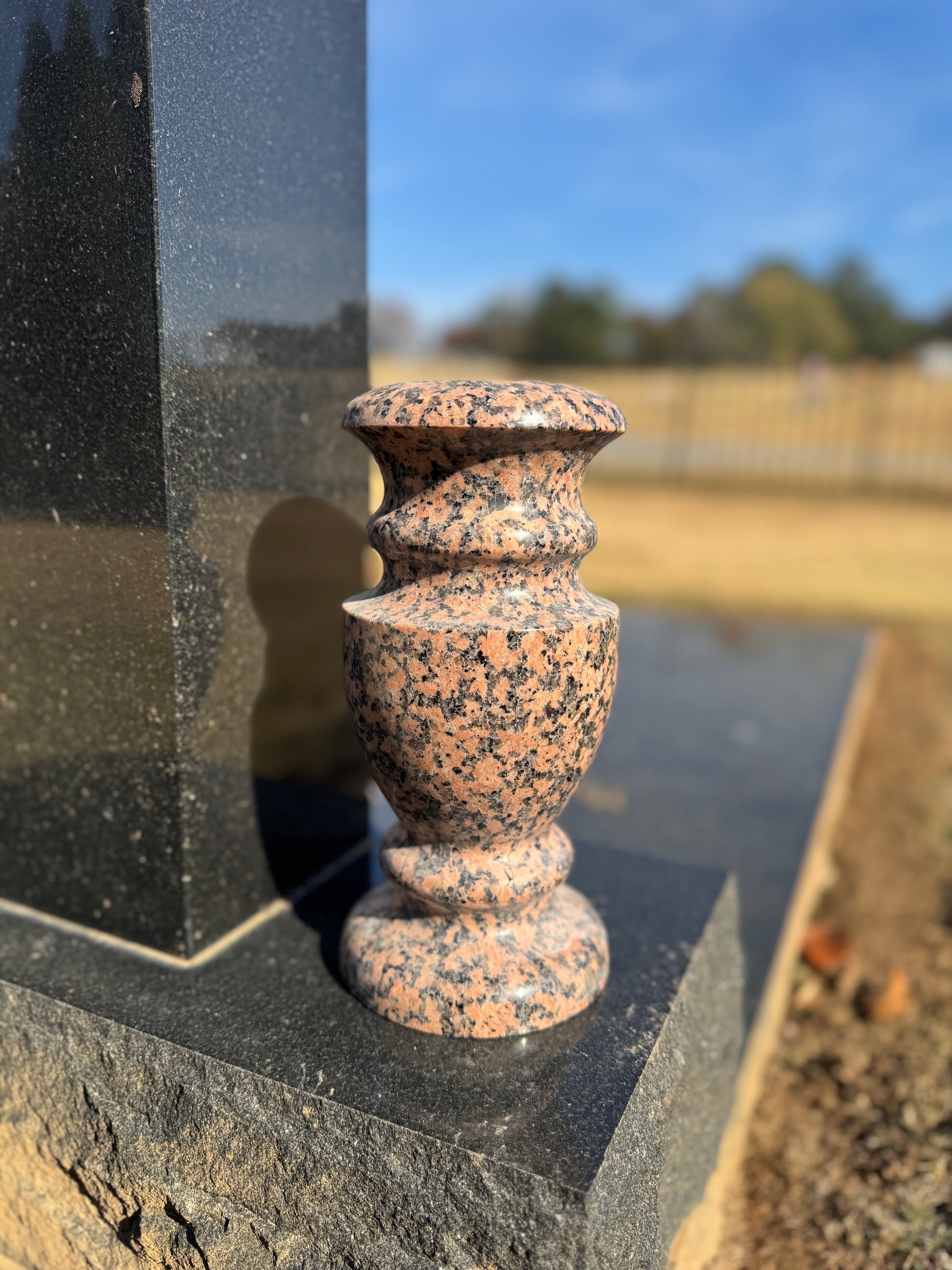 Round granite vase