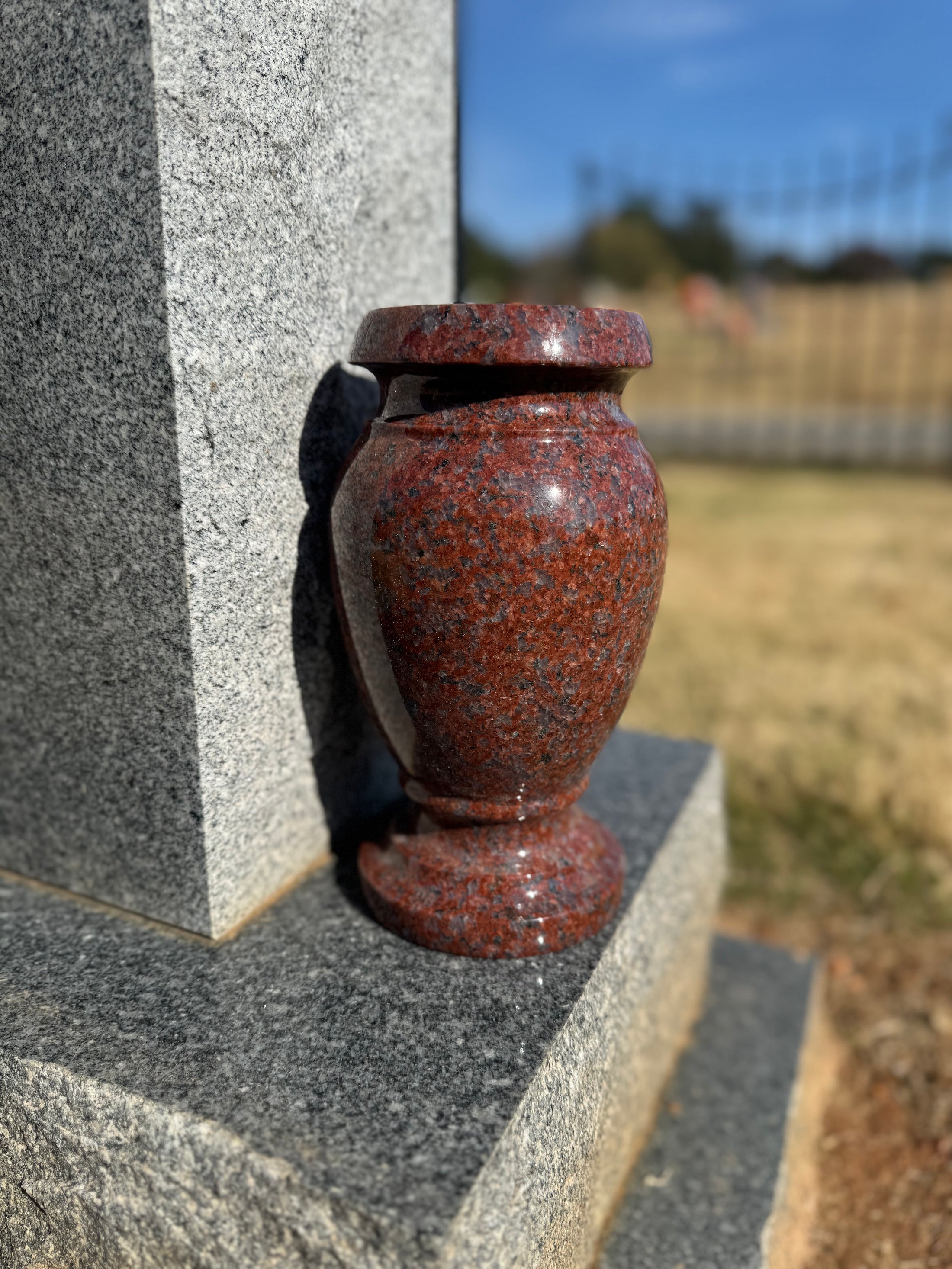 Round granite vase