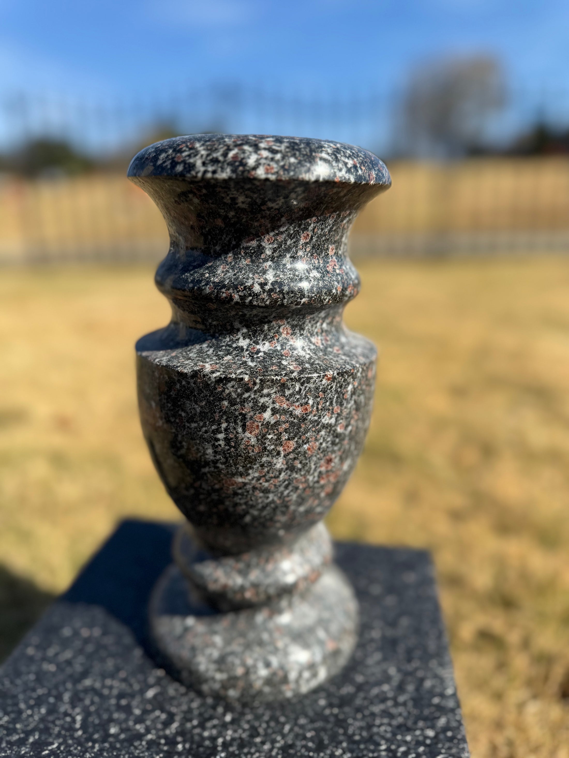 Round granite vase