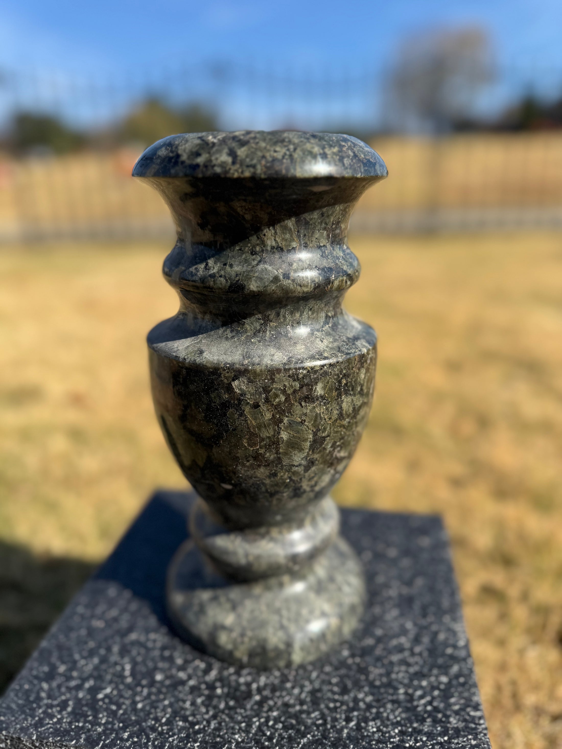 Round granite vase