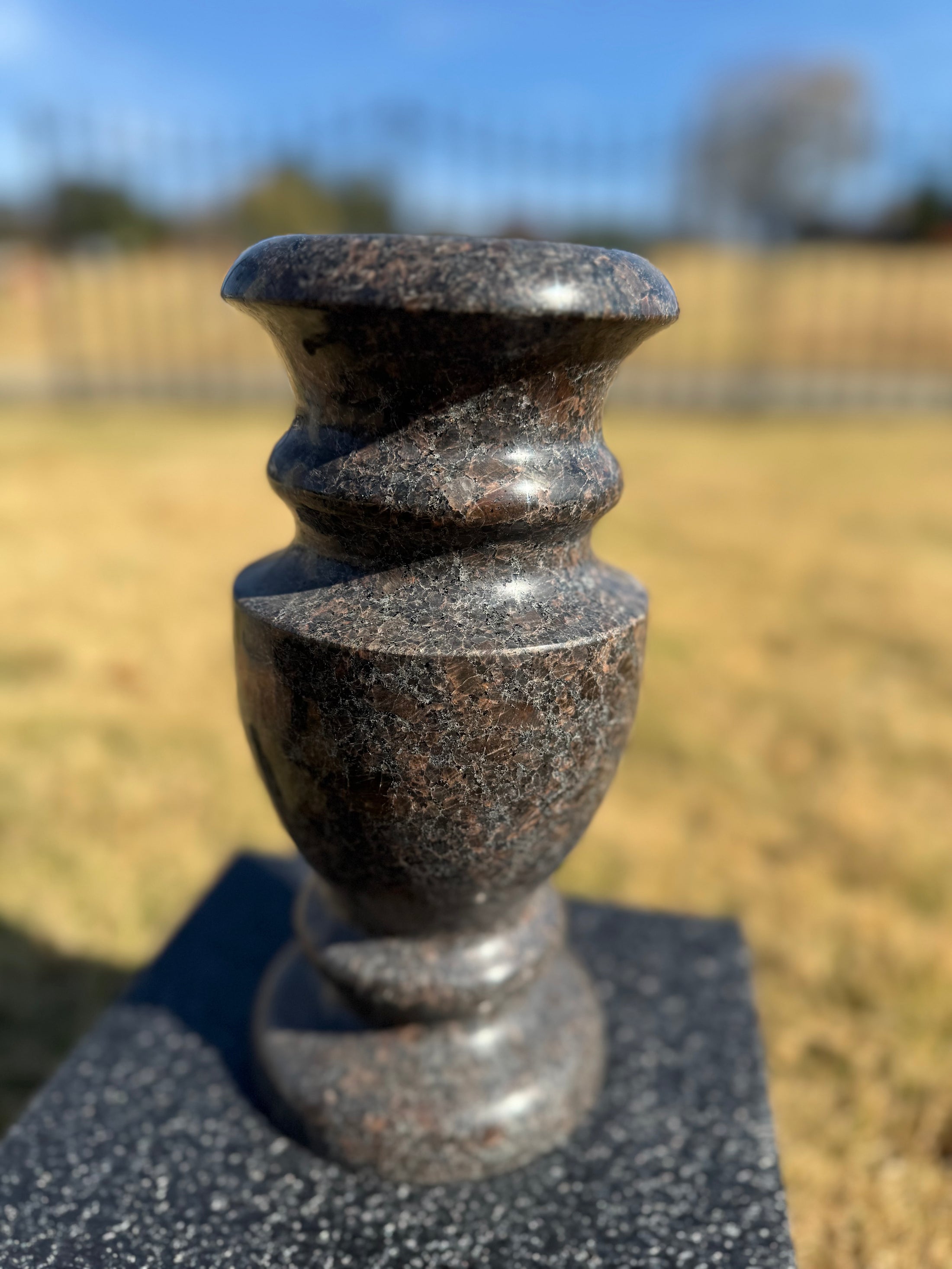 Round granite vase